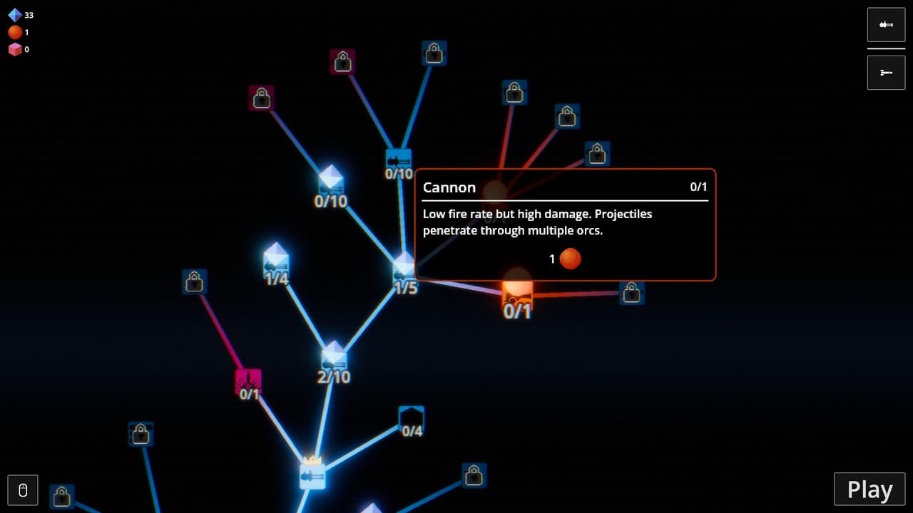 Meta upgrade tree and turret progression